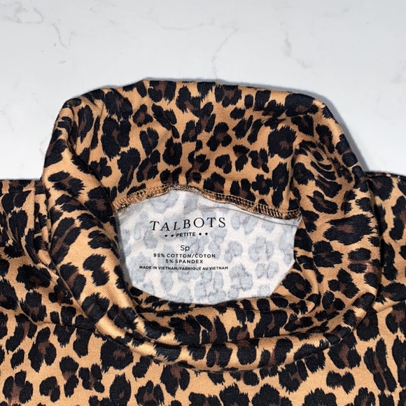 Talbots Turtleneck Leopard Print cotton spandex brown black Petite Size S - Picture 3 of 6